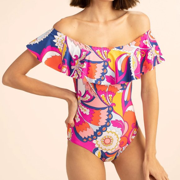 TRINA TURK Sevilla One Piece Bodysuit Swimsuit / NWT / Size 12 / SOLD OUT ONLINE - Picture 1 of 11